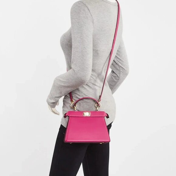 Fendi Pink Leather Petite Peekaboo Iseeu Satchel Bag 8BN335 - Picture 2 of 12